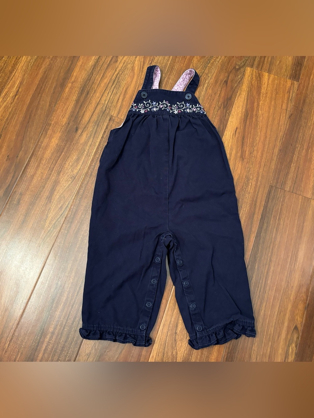 Gymboree Vintage y2k 2002 Navy Embroidered Overalls